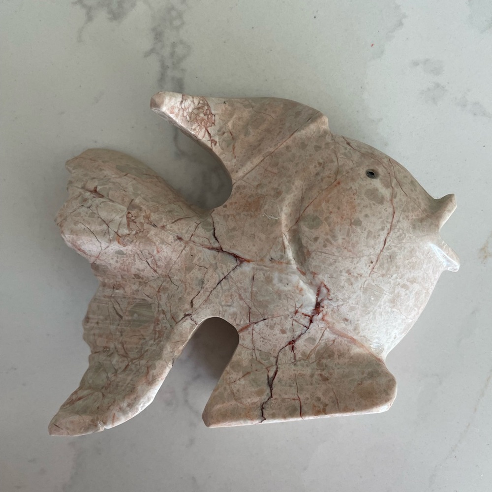 Vintage Stone Fish Figurine| Hand-carved marble style